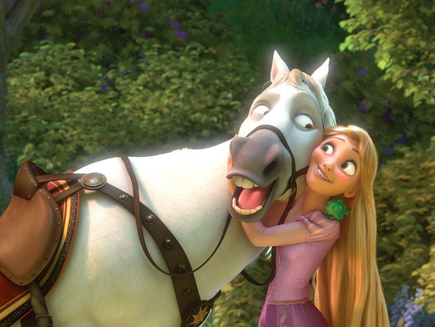 With friends like Pascal and Maximus, Rapunzel never feels alone.