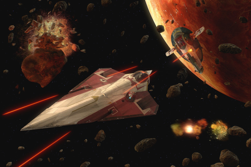 Jango Fett in pursuit of Obi Wan Kenobi